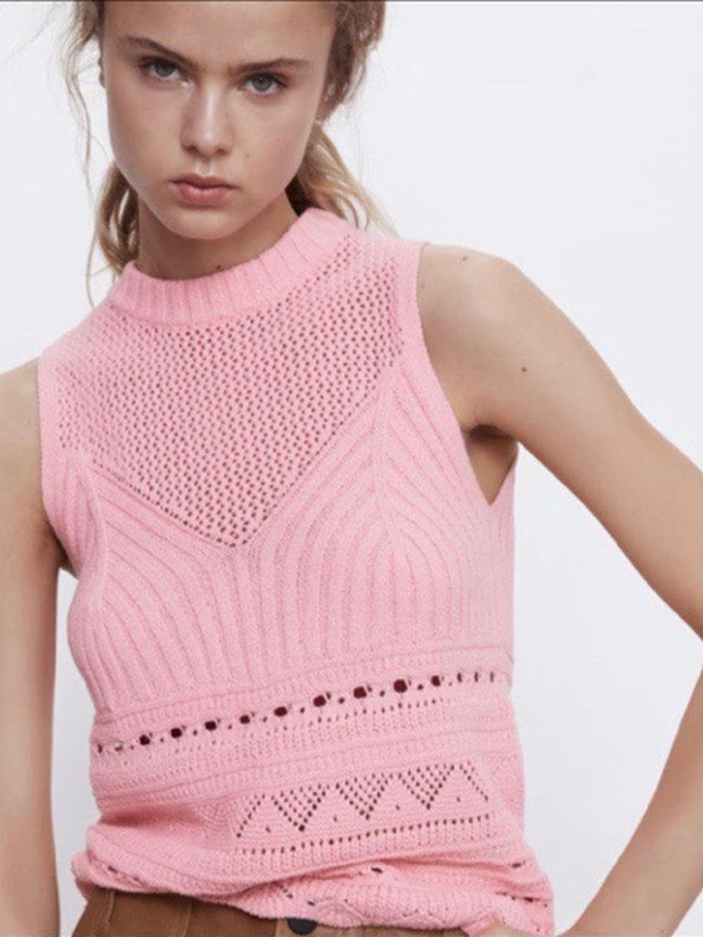 ZARA pink knit tank top.